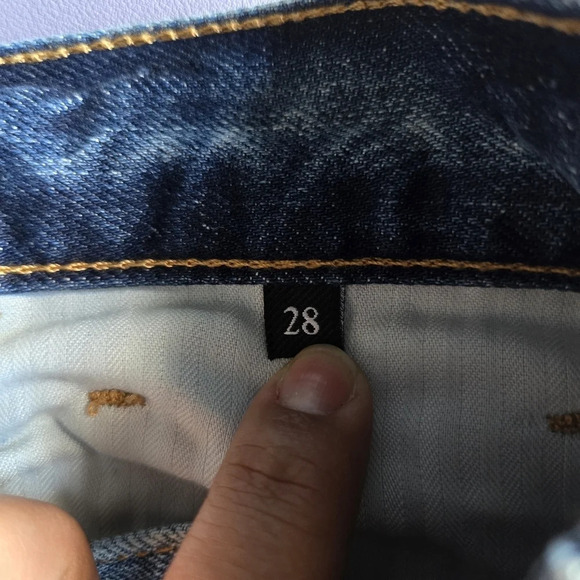 7 For All Mankind Blue Easy Straight Distressed Denim Jeans Size 28 - Picture 10 of 14